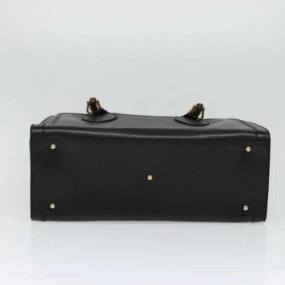 GUCCI Bamboo Hand Bag Leather Black Gold 002 002 - Picture 9 of 12